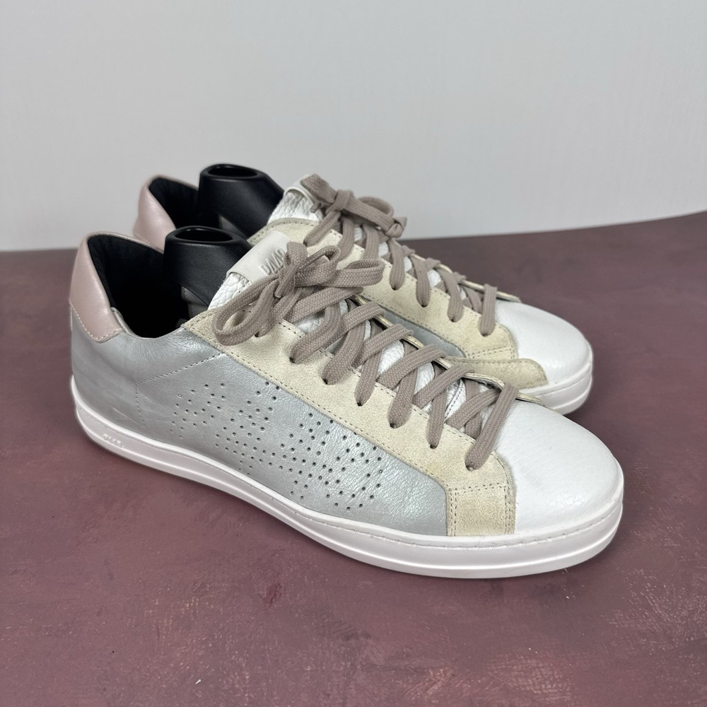 P448 John Pink and White Gray Trim Women's‎ Sneakers Size Eu 39 US 8.5